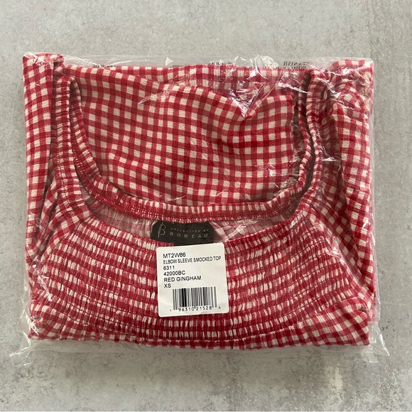 BOBEAU Red Gingham Off Shoulder Blouse, XS NWT - Picture 10 of 10